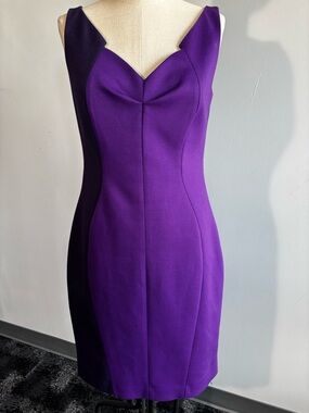 Tahari Two-Tone Violet and Deep Purple Midi Sheath Dress